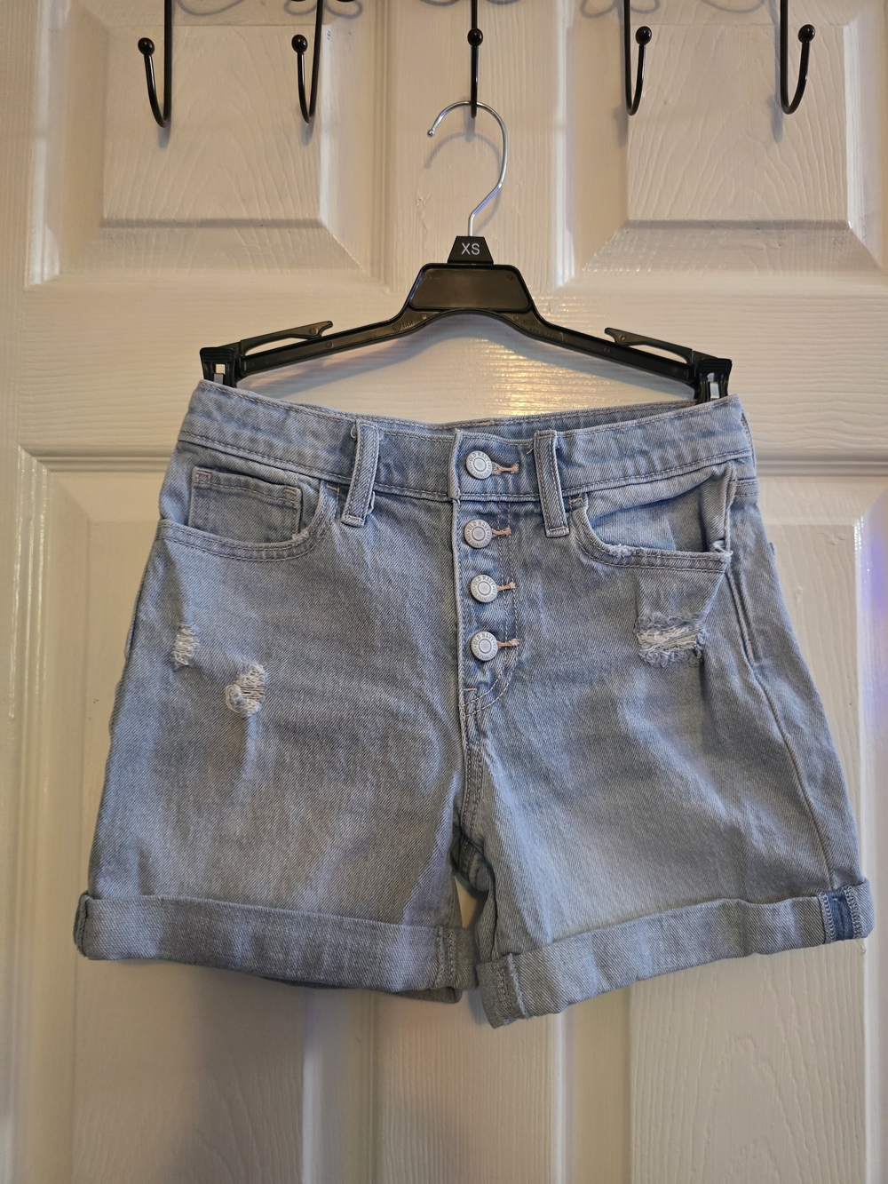 Girl's Old Navy Light Blue Distressed Denim Button-Front Shorts